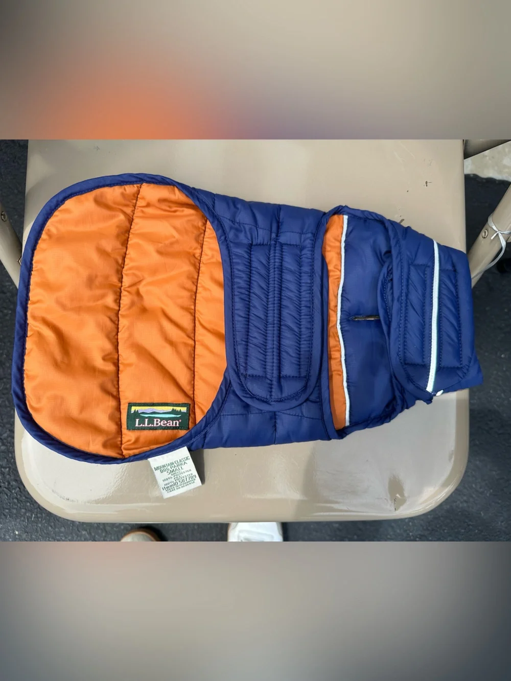 L.L.Bean Small Dog Puffer Vest Jacket Blue & Orange